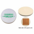 4 1/2" Natural Absorbent Round Coaster with Cork Backing